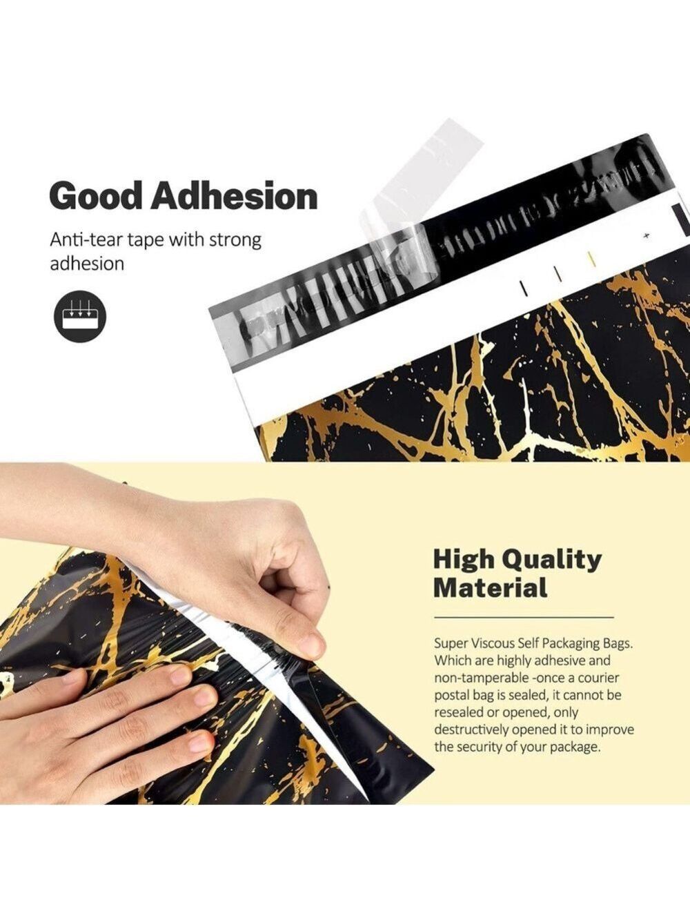 25 10X13 Poly Mailers Black Gold Veins Shipping Envelopes Bags PRICE IS FIRM - Picture 8 of 10